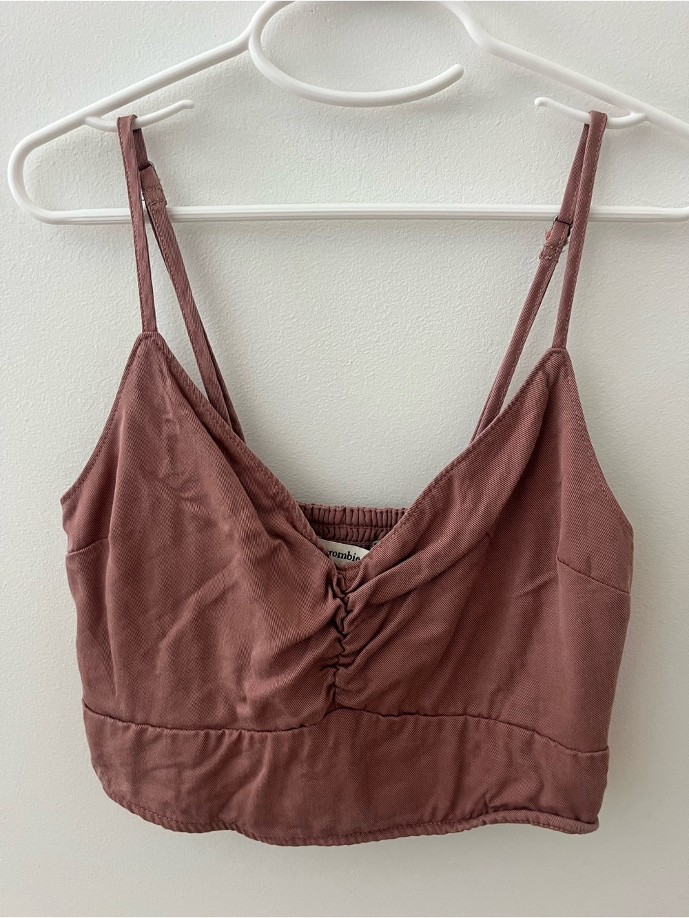Abercrombie & Fitch Mauve Ruched Cropped Cami Tank Top